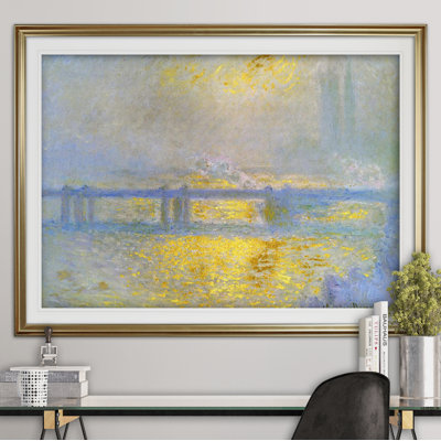« rectangle » charing cross bridge» par claude monet, reproduction de peinture à l’huile