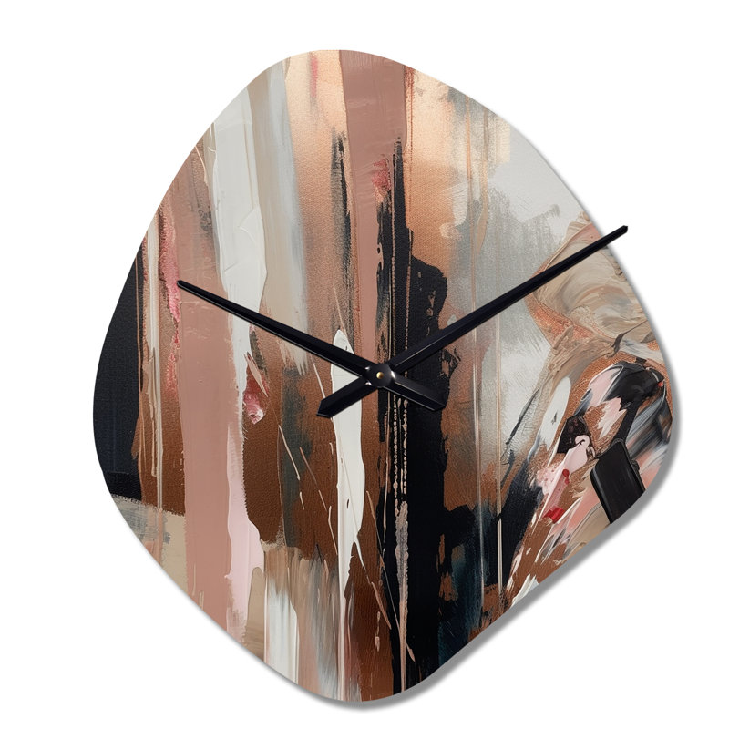 Impression sur horloge murale en métal de forme géométrique abstraite, ollison, noir et noir - Au-delà des limites, Petit