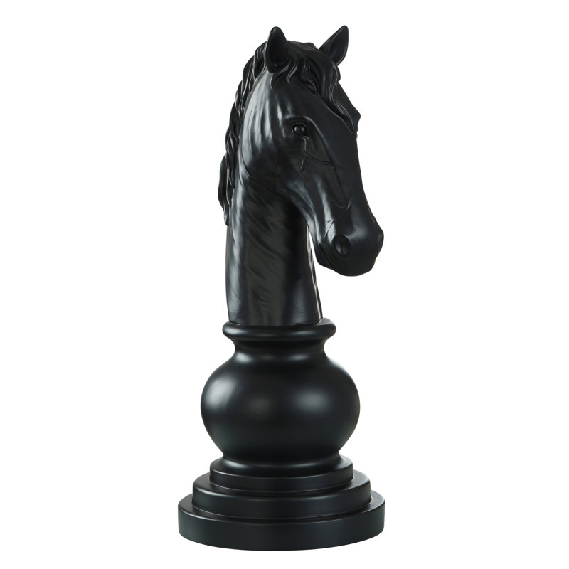Knight Chess Piece Statue, Black