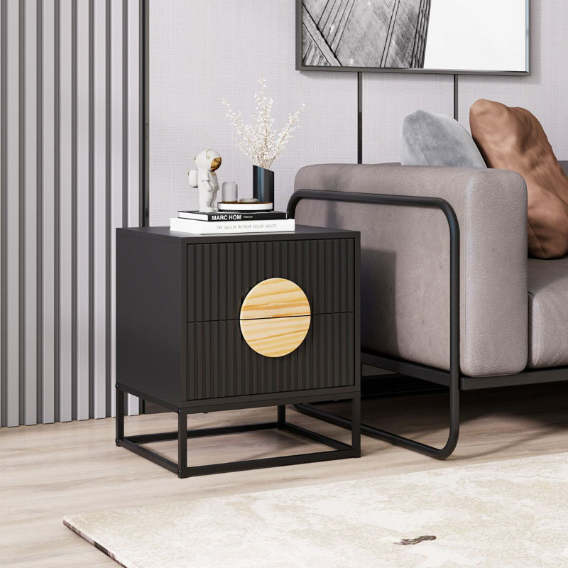 48cm W Metal Bedside Table