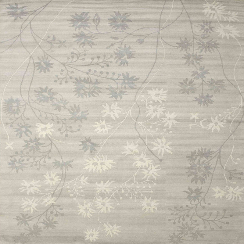 Tapis de zone gris/crème contemporaine, Carré 3 pi