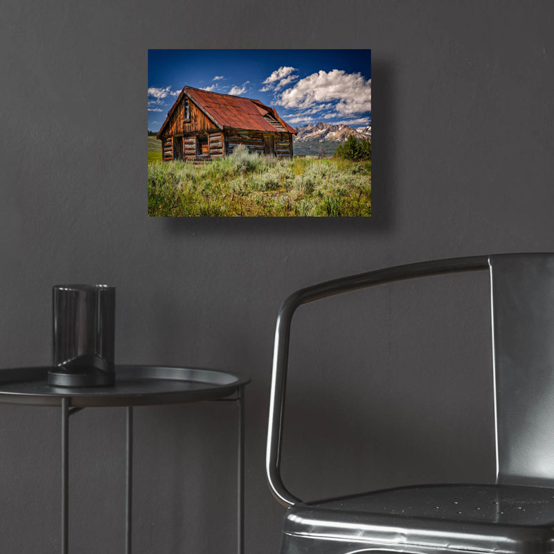 Art mural en verre The Old Mountain Cabin 'par Rick Berk, H 12 po x l 16 po x P 0,13 po