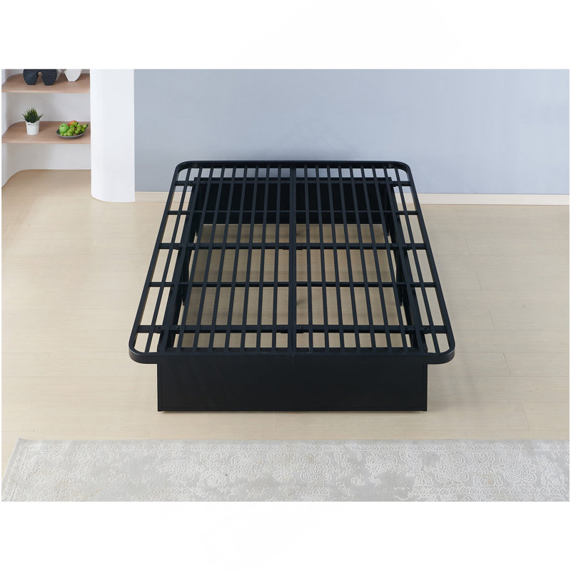 Modern Style Heavy Duty King Size Platform Bed Frame Made With Metal And16 Inch Height In Black, King