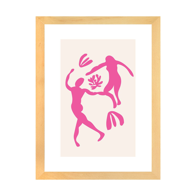 Dancing Dance-impression d’art graphique-impression, Blanc, Toile avec cadre en bois beige, H 24 po x l 16 po x P 1 po