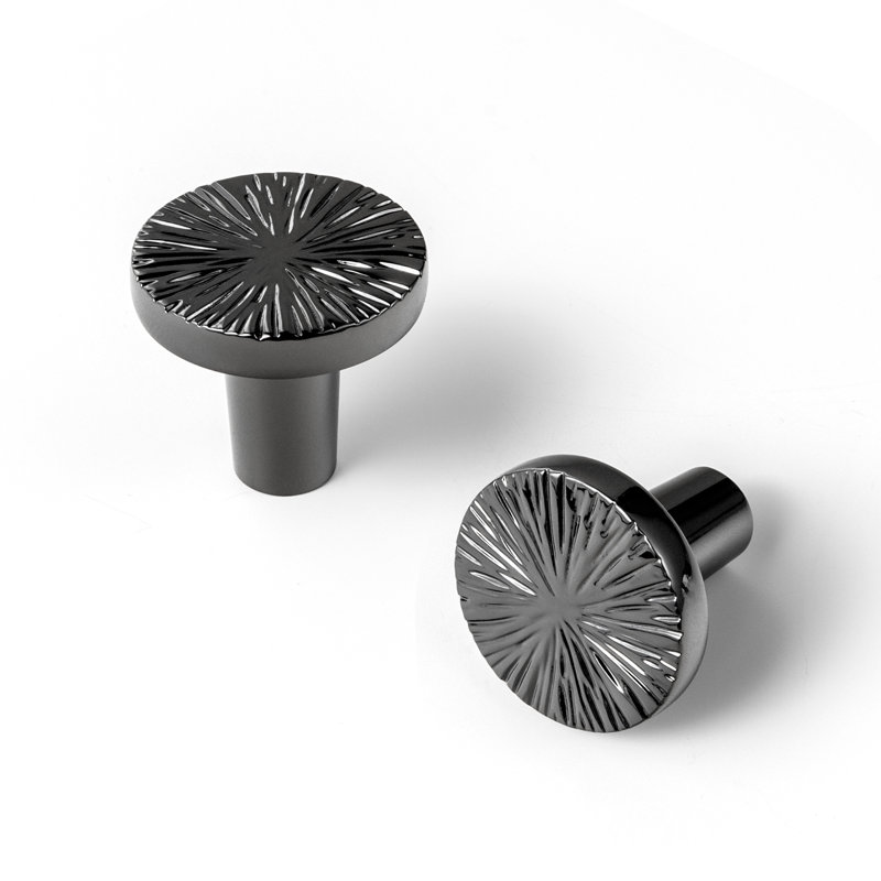 Paquet de poignées rondes irrégulières Novelty, Noir poli, Diamètre de 1 1/10 po
