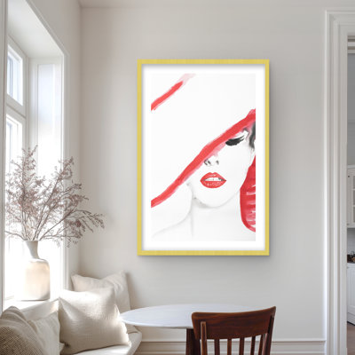 «Woman with a Summer Hat - Beauty», reproduction d'art encadrée