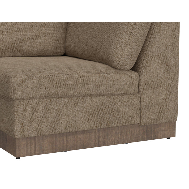 Base et cadre en bois, coin carré, Polyester brun