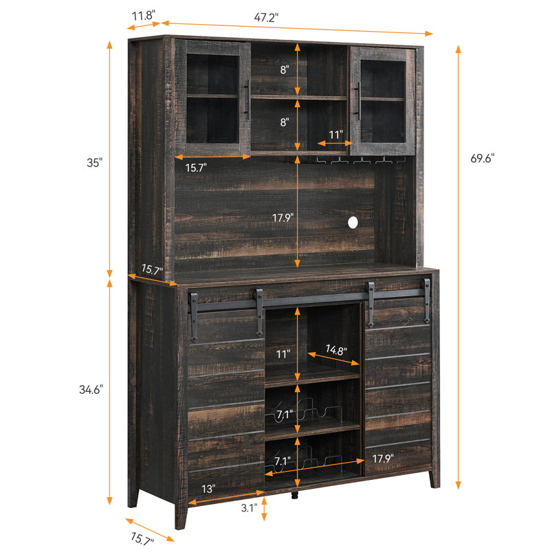 Cutcheon Sideboard with Bar Hutch, Black