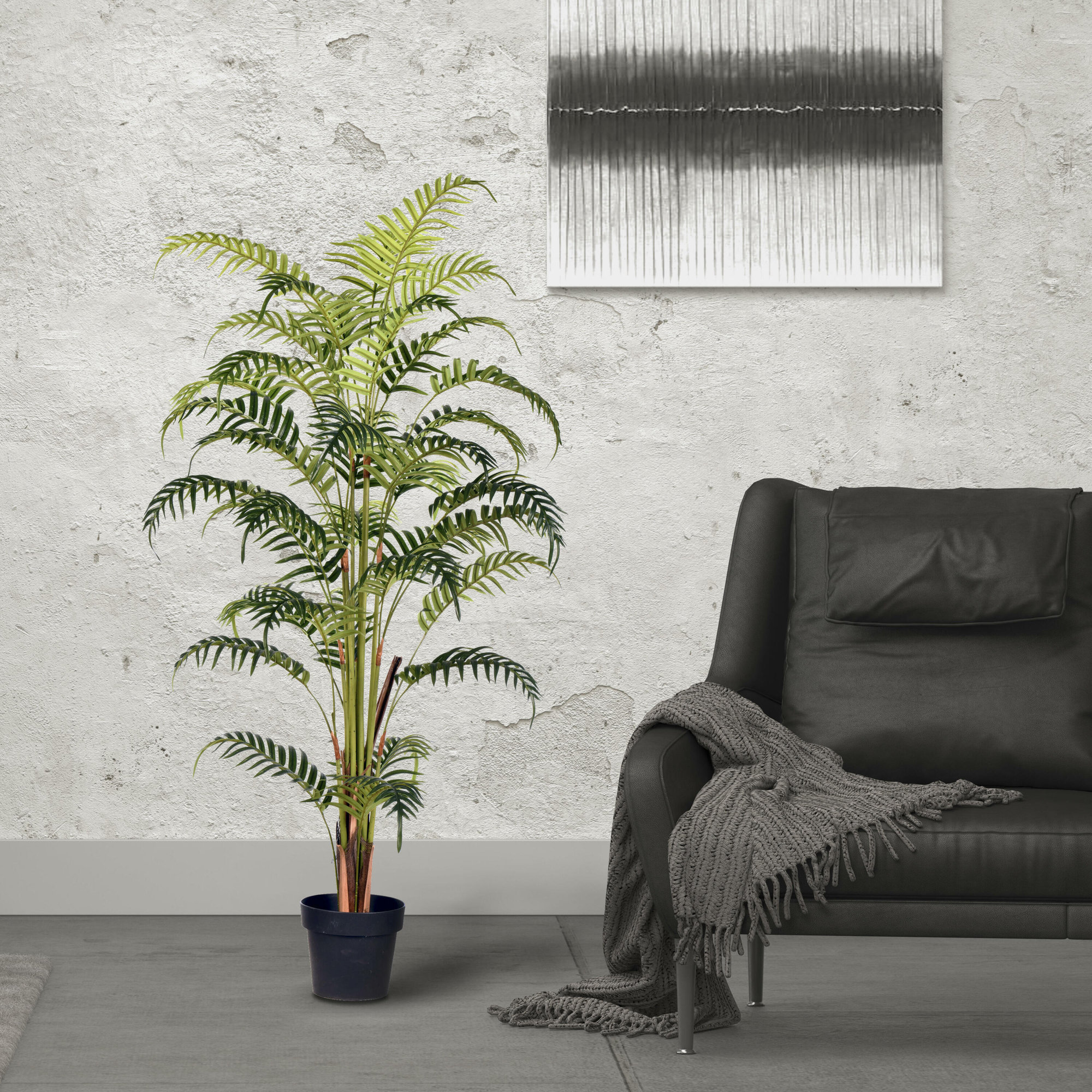 Faux Palm Plant in Pot, 59" H x 18" W x 18" D