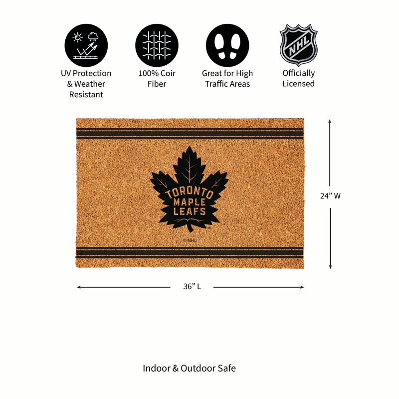Grand tapis couleur coco 36 po x 24 po Toronto Maple Leafs