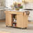 52" Fluted Kitchen Island with Drop Leaf, Power Outlet, Kitchen Storage Cart with Adjustable Shelves, 2 Doors and 2 Drawers, Rolling Island Table with Walnut Color Top for Kitchen-699673497