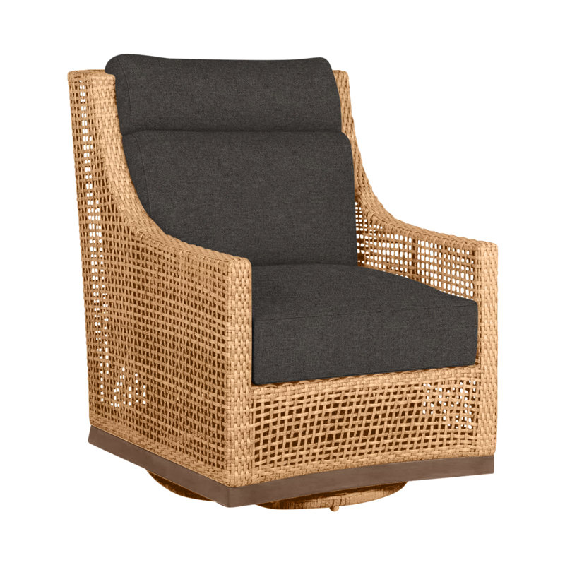 Outdoor Peninsula Gliding Wicker/Rattan Chair with Cushions, Light Raffia/Natural Sandalwood, No welt + Standard fill