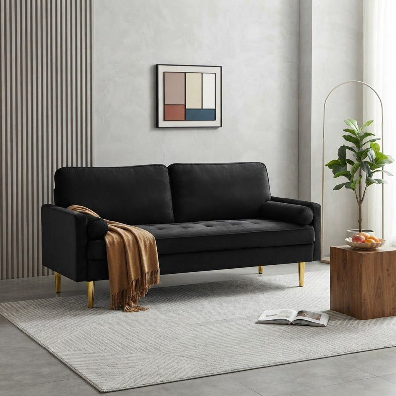 65 " Velvet Sofa, Black