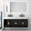 Meuble-lavabo mural moderne de luxe avec comptoir à surface solide de 60 po et lavabo vasque rond en verre-103232967