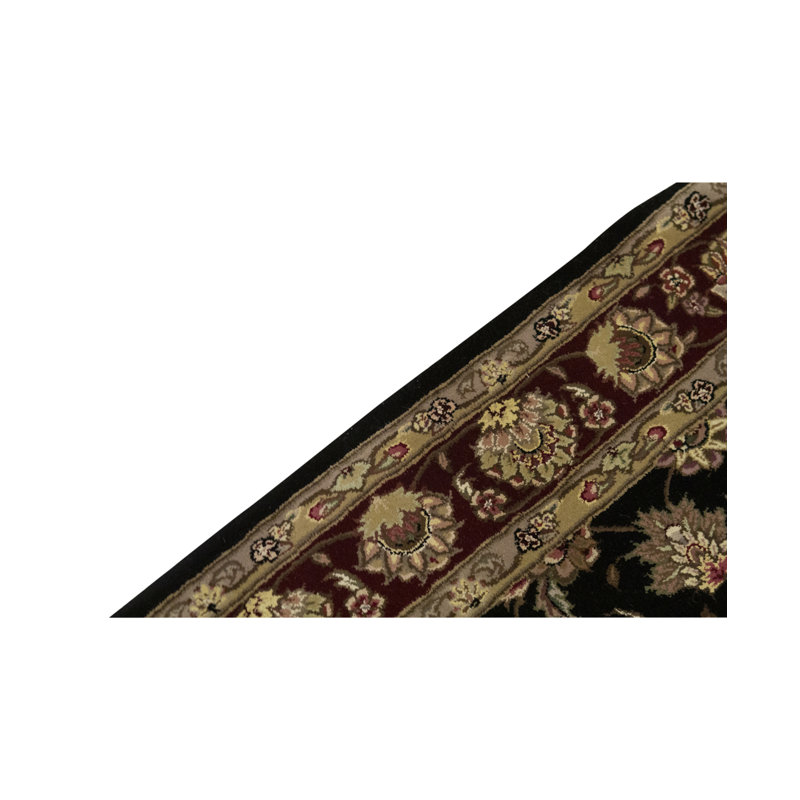 Hand-Knotted High-Quality Beige and Black Area Rug