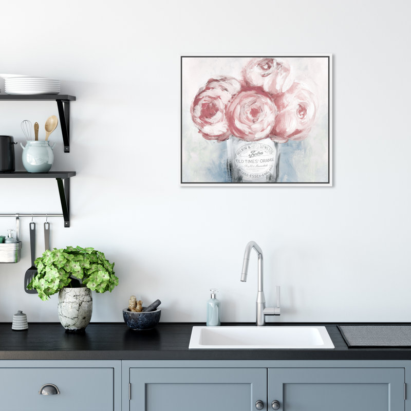«Peony Jam», impression sur toile tendue, H 24 po x l 30 po, Cadre flottant blanc