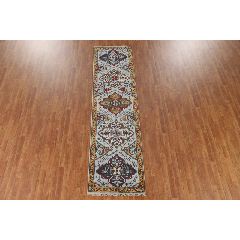 Tapis de couloir géométrique traditionnel en laine 3 x 10