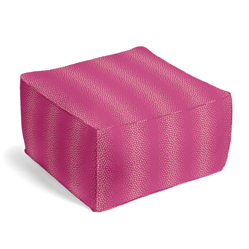 Upholstered Pouf, Fuchsia Rayon/Viscose/Polyester Blend