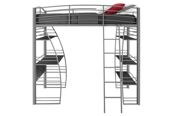 Agastya Twin Metal Loft Bed with Bookcase by Isabelle & Max