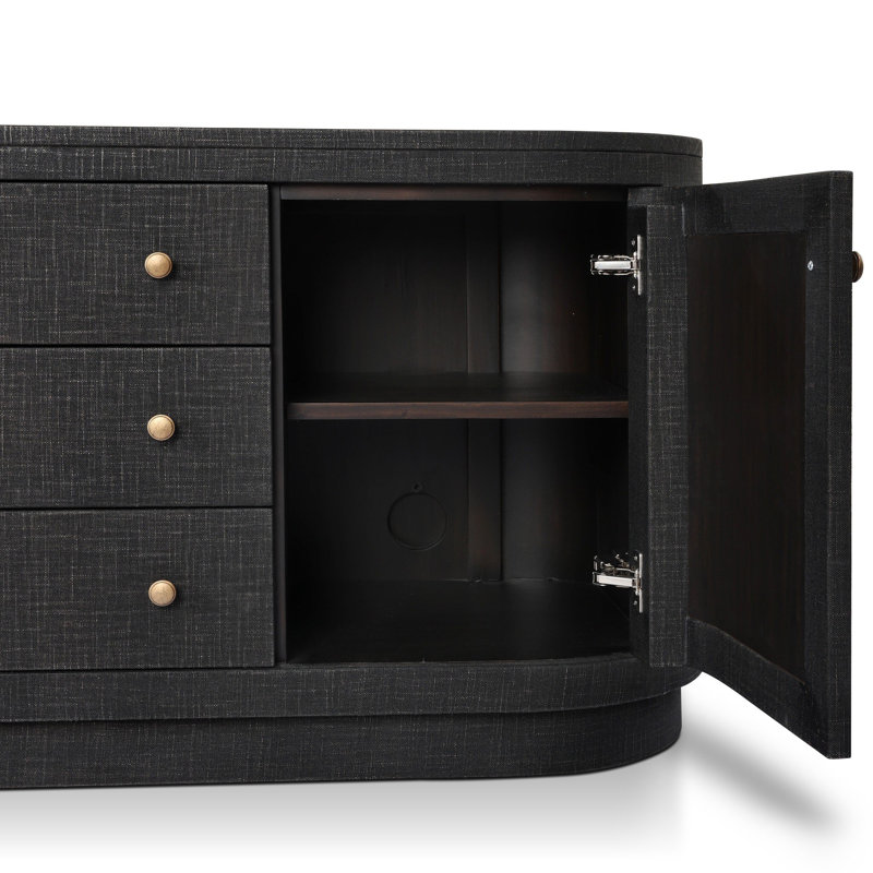 Amelia Media Console, Black Linen
