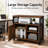 Industrial Farmhouse Printer Stand with Charging Station, Mobile Rolling Office File Cabinet with Lockable Door and Storage Shelves on Wheels,Retro Brown-129208448