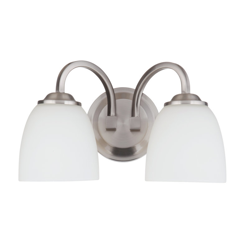 Éclairage pour meuble-lavabo à 2 lumières à intensité réglable Tisa, Nickel poli brossé, Martelée transparente