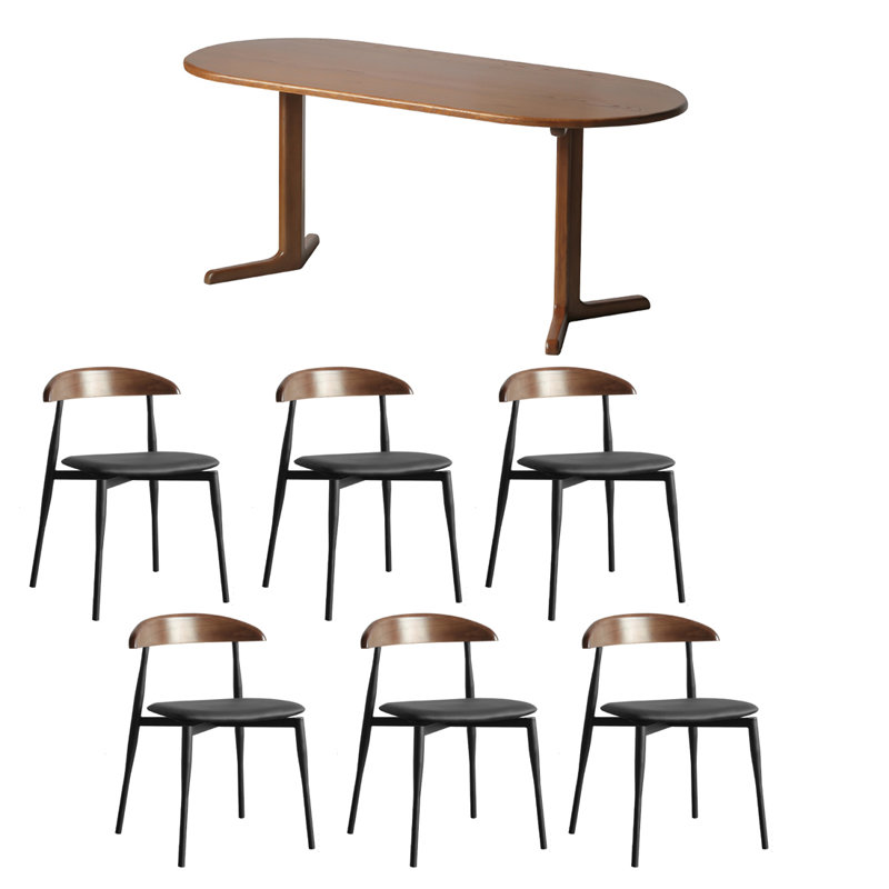 Ensembles de table de salle à manger rétro en bois massif., H 29,53 po x L 31,50 po x l 70,87 po