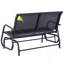 Causeuse de balançoire double pour 2 personnes avec banc oscillant extérieur pour 2 personnes avec cadre en acier thermolaqué pour la cour arrière, noir-1744501182