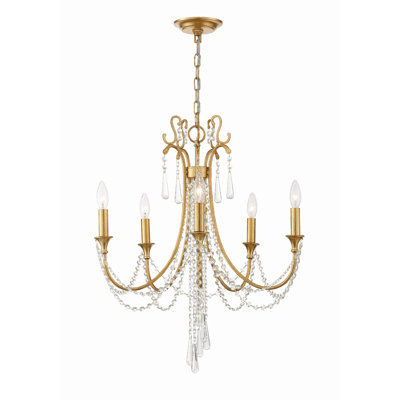 Lustre empire unique à 5 lumières avec détails en fer forgé Labrecque