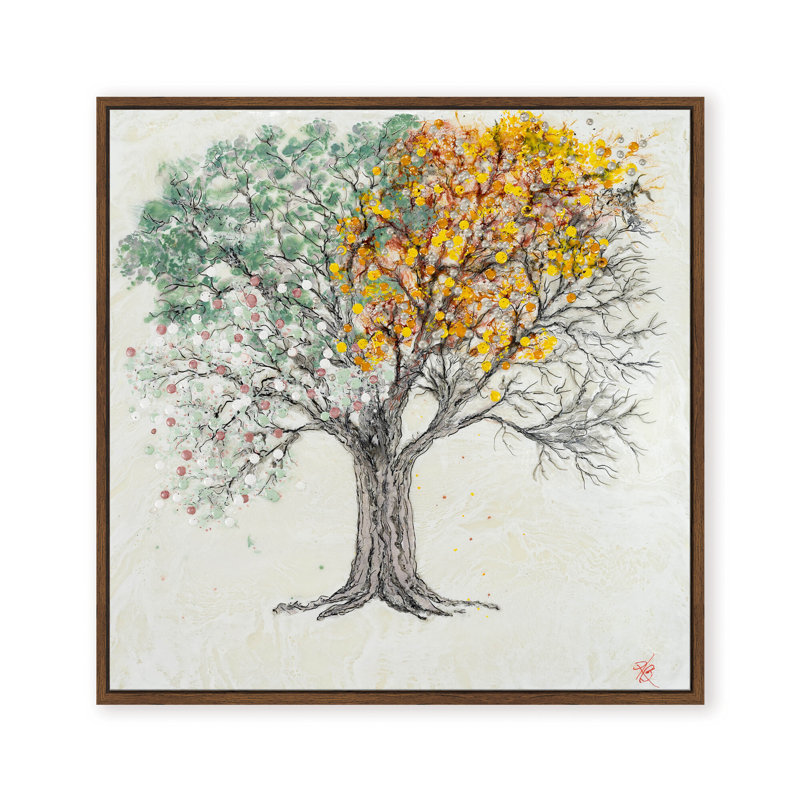 Nature Inspired "Changing Seasons" Canvas Wall Art By , 30" H x 30" W, Brown, Framed Print