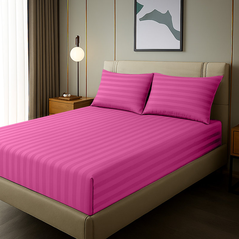 Microfiber Standard Fitted Sheet, Pink, Double (4'6)