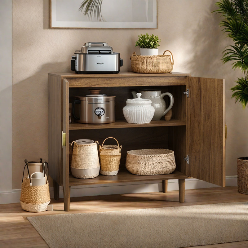 Modern Line Groove Two-Door Storage Cabinet - Waterproof MDF