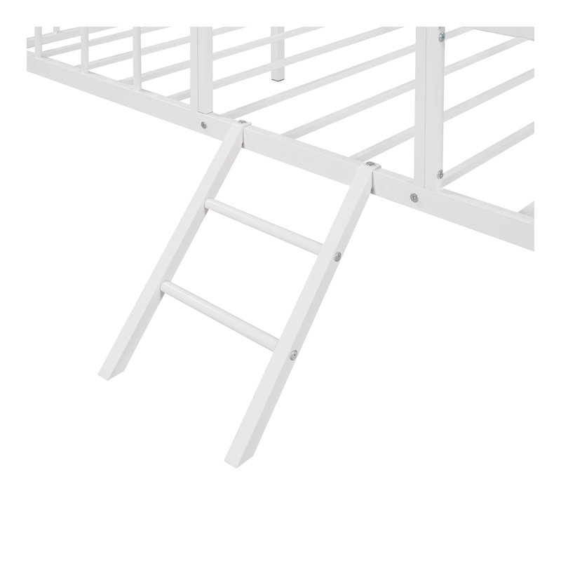 Structure de lit en métal pour lit simple avec support à lattes sans sommier blanc