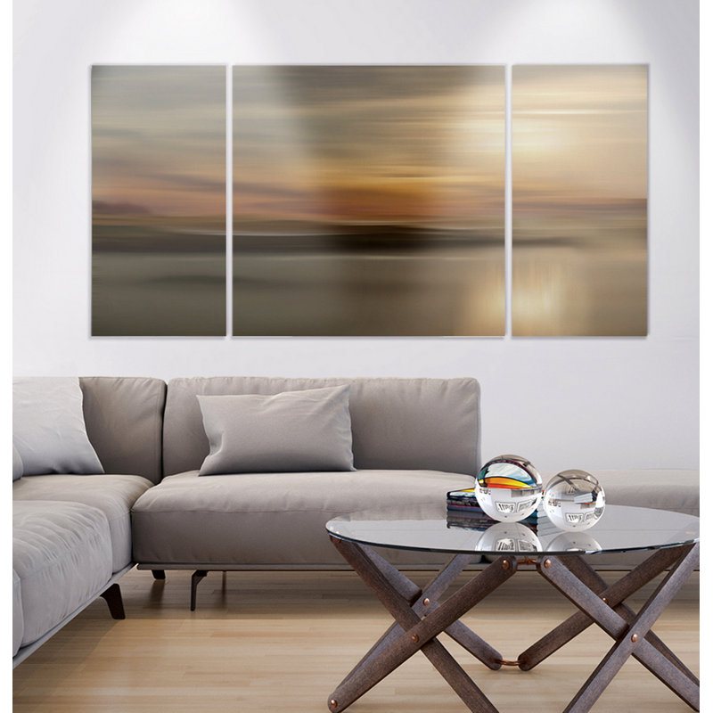 Mystic Lake - ensemble de 3 reproductions sur toile, H 24 po x l 48 po x P 1,5 po