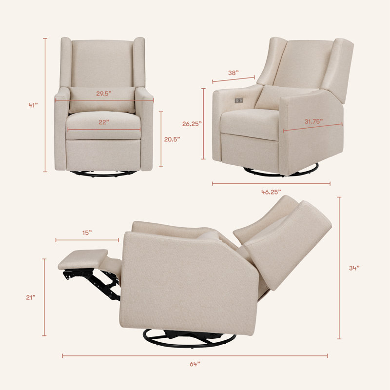 Kiwi Electronic Swivel Reclining Glider, Sand Livesmart Basketweave
