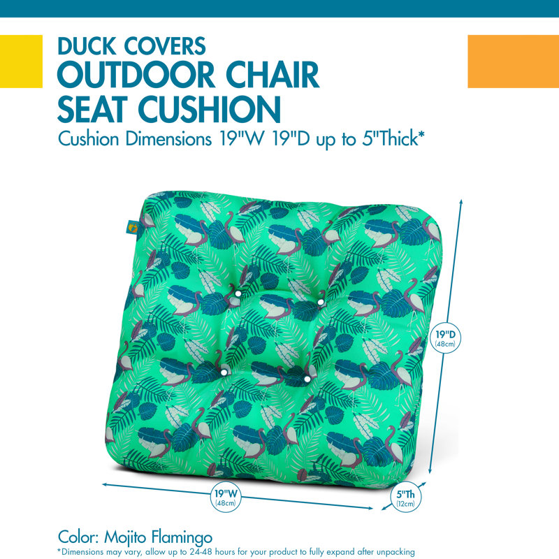 Outdoor 5'' Dining Chair Seat Cushion, Green Floral