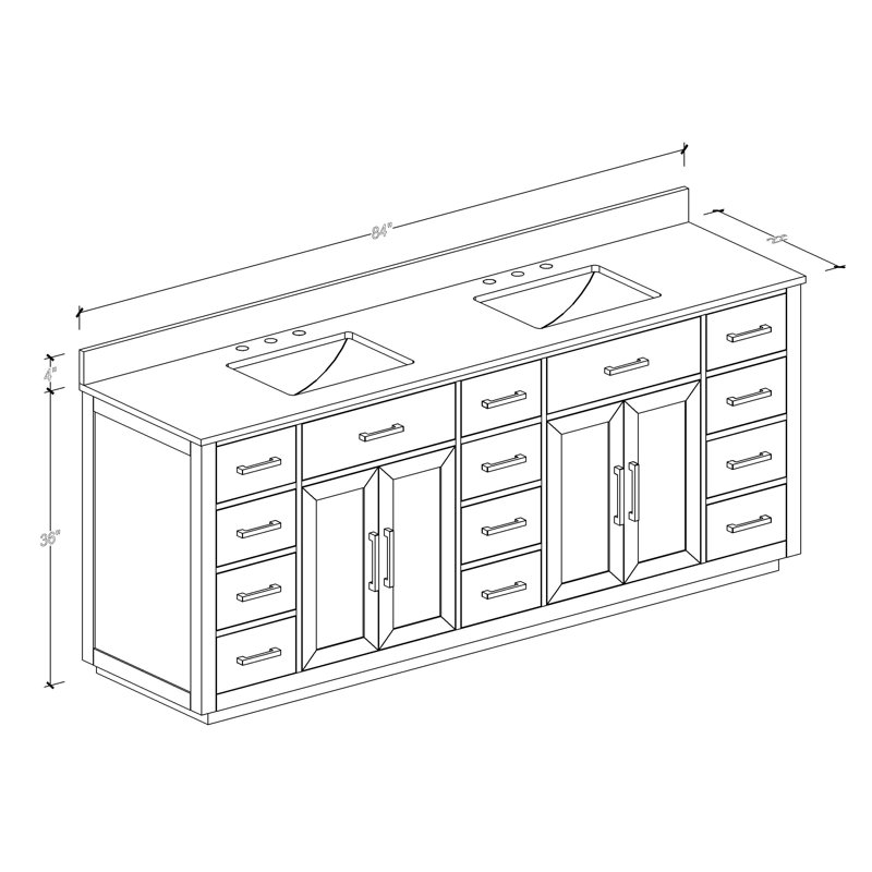 Green Solid Wood 84" Freestanding Double Sink Bathroom Vanity