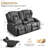 Loveseat Recliner with Storage Center Console, Manual Double Reclining Sofa with Pockets, Cup Holders, Pillows-946810077