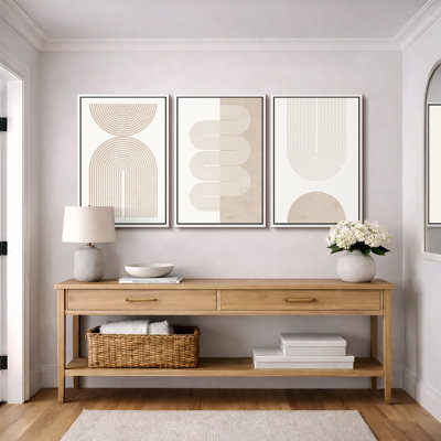 "Mid-Century Modern Boho" Duotone Beige Abstract Lines