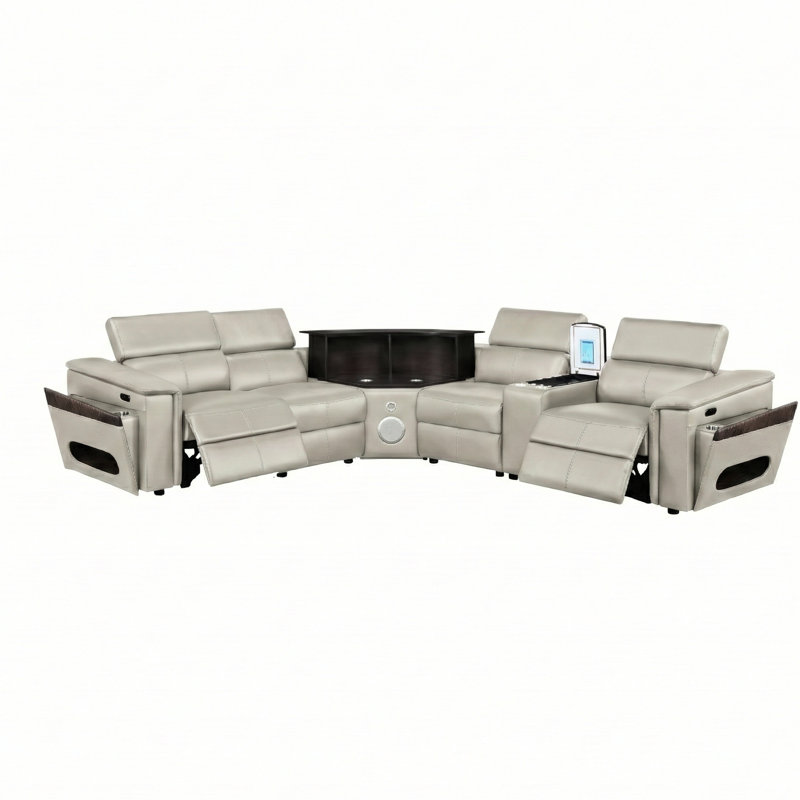 Faux Leather Power Reclining Sectional, 30.23" H x 30.48" W x 29.67" D