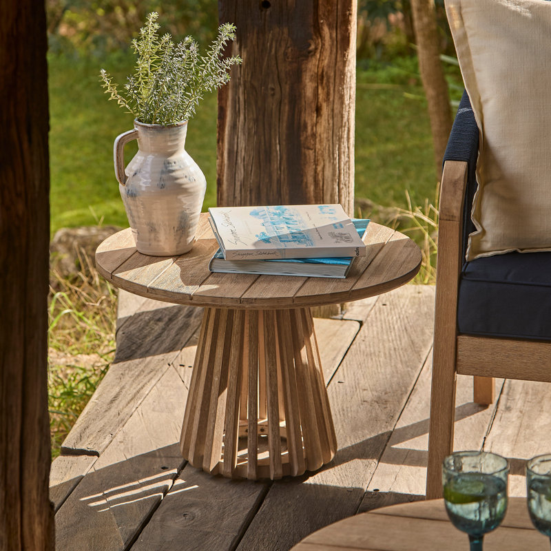 Round 60Cm L Outdoor Coffee Table, Light Acacia