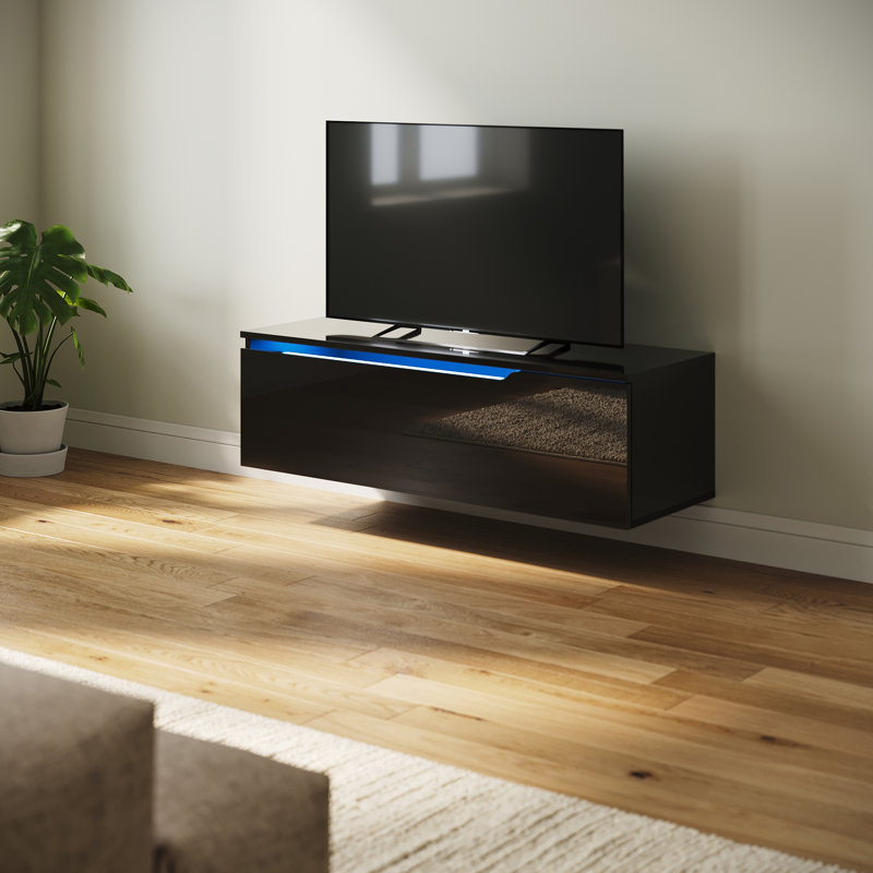 LED TV cabinet Stand for TVs, Black, 30cm H x 100cm W x 35cm D