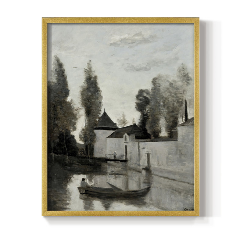 Vintage Landscape CXCI Framed Print - Solid Wood, 21" H x 17" W, Gold
