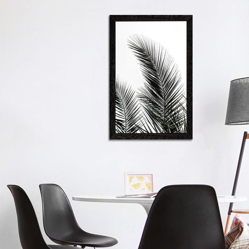 Palm Leaves I by Mareike Böhmer - Floater Frame Print on Canvas, 152.5 cm H x 101.5 cm W, Black