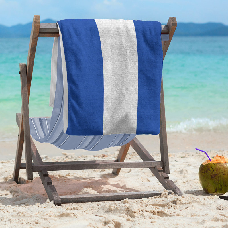 Lightweight Beach Towel, Blue/White/Blue, Microfiber