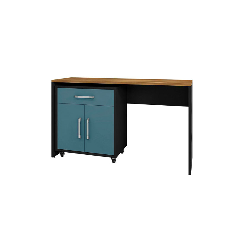 Aseem 2 Piece Single Storage Cabinet ( 36.22'' H x 59.84'' W x 19.69'' D), Matte Black/Aqua Blue