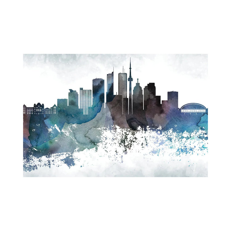 Toronto Bluish Skylines by WallDecorAddict - Floater Frame Gallery-Wrapped Canvas Giclée on Canvas, 20.32 cm H x 30.48 cm W