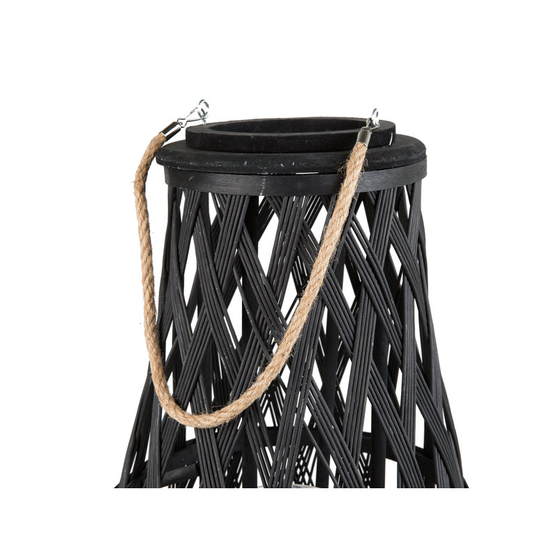 Wood Floor Lantern, Black, 75cm H x 39cm W x 39cm D