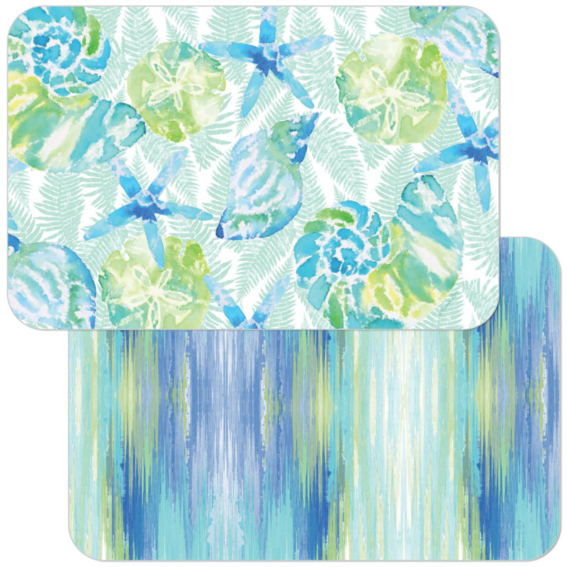 CounterArt Isla Mona Coastal Reversible Plastic Placemat 4 Pack