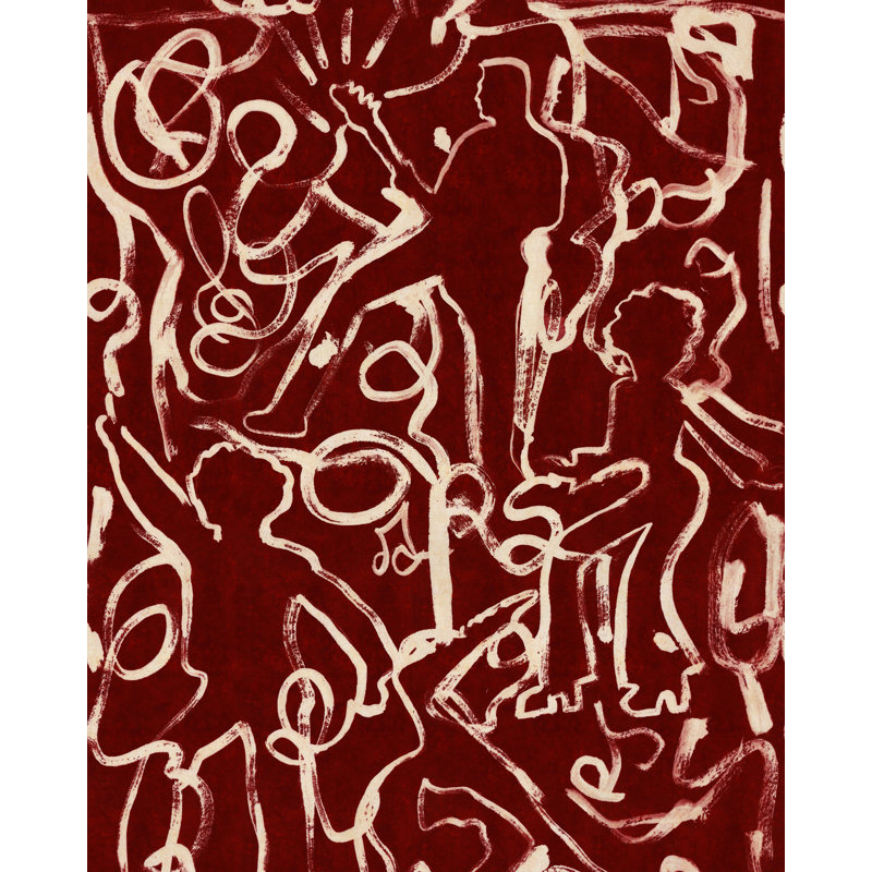 Woodstock Lifestyle Wallpaper Roll, Red/Taupe